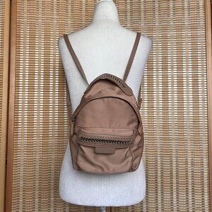 Stella McCartney Falabella Go Mini Backpack Camel Nylon Chain Detail